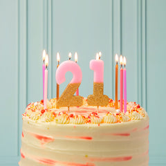 Pink & Gold Glitter Birthday Number Candle - 2