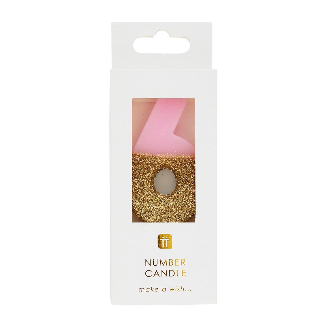 Pink & Gold Glitter Birthday Number Candle - 6