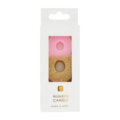 Pink & Gold Glitter Birthday Number Candle - 8