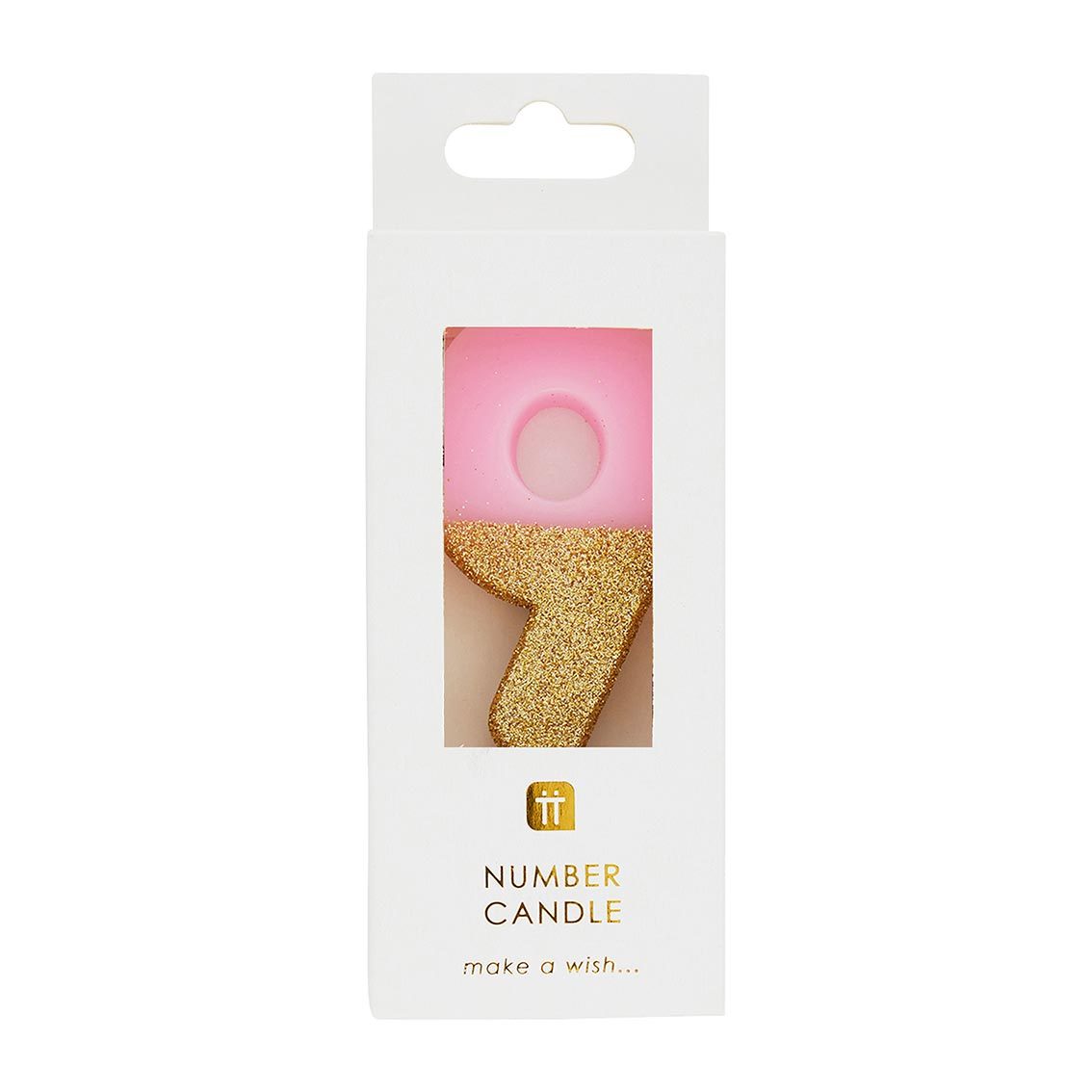 Pink & Gold Glitter Birthday Number Candle - 9