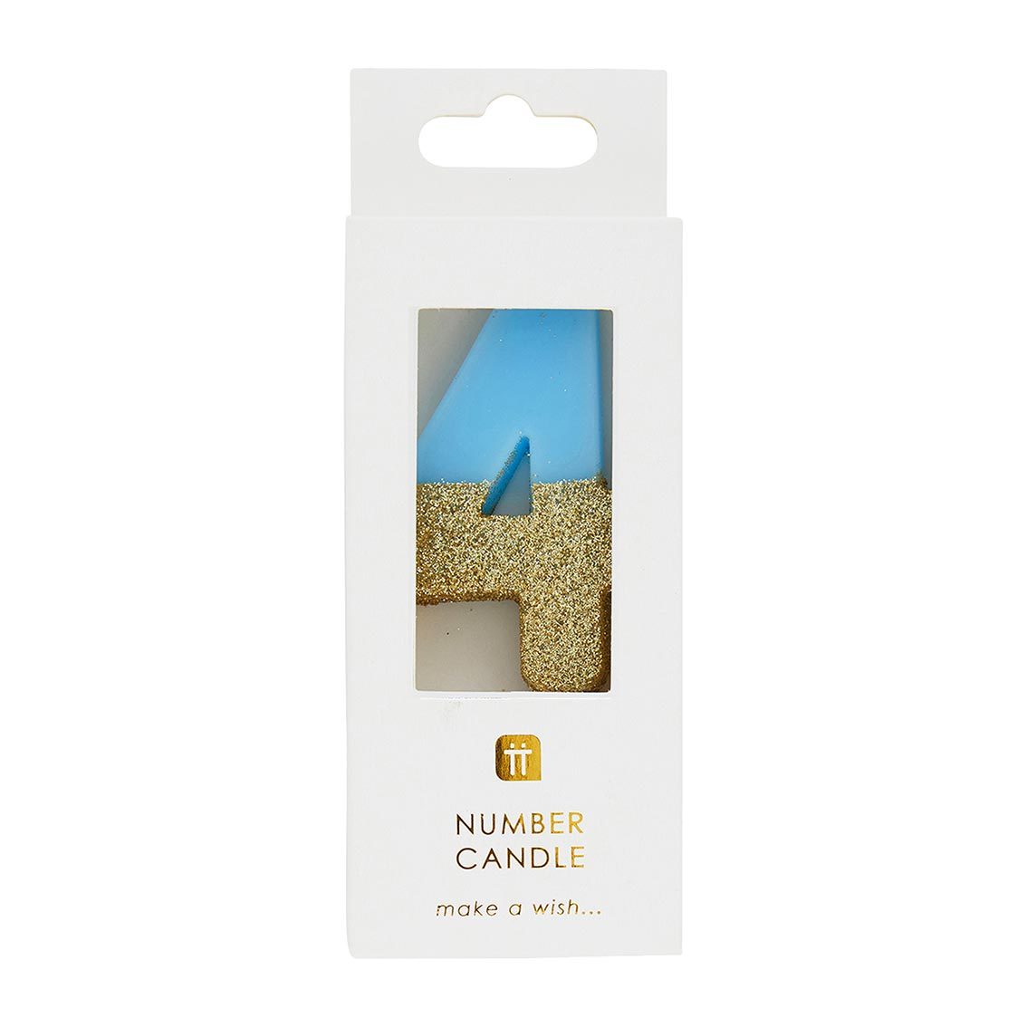 Blue & Gold Glitter Birthday Number Candle - 4