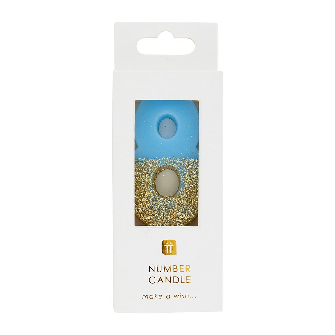 Blue & Gold Glitter Birthday Number Candle - 8