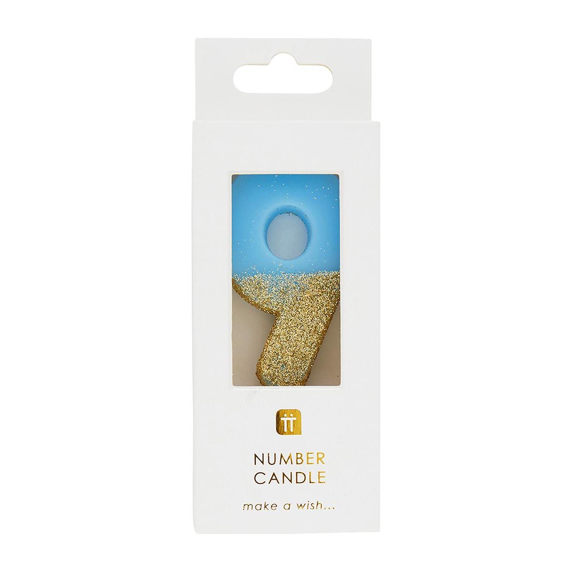 Blue & Gold Glitter Birthday Number Candle - 9