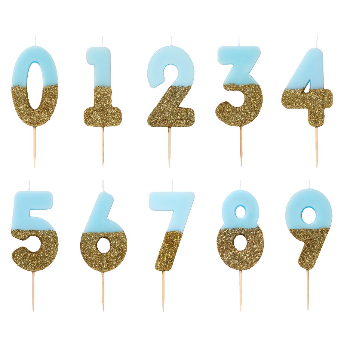 Blue & Gold Glitter Birthday Number Candle - 7
