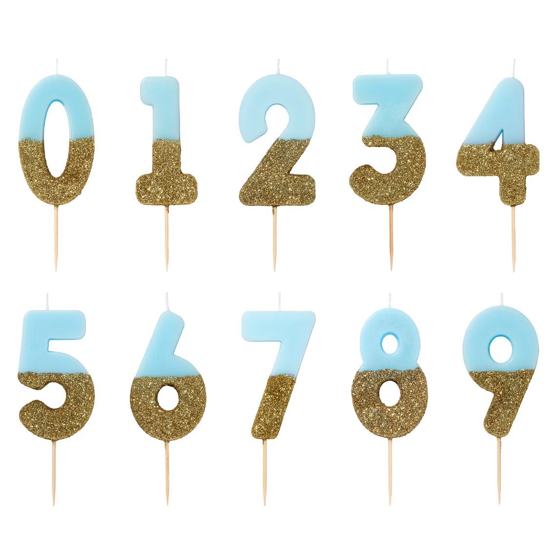 Blue & Gold Glitter Birthday Number Candle - 4