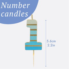 Blue & Gold Birthday Number Candle - 1