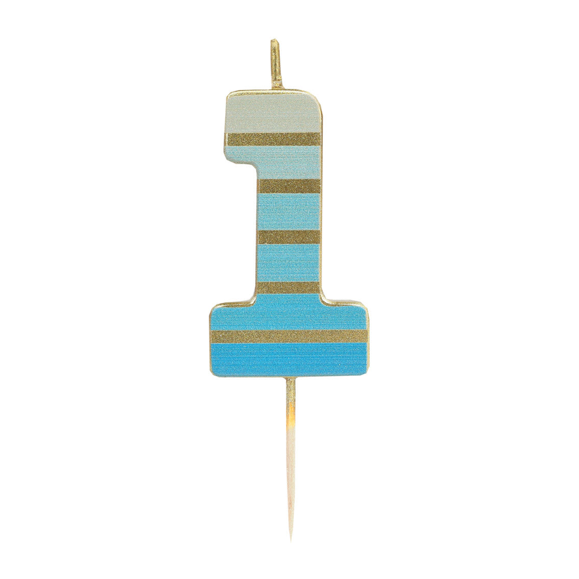 Blue & Gold Birthday Number Candle - 1