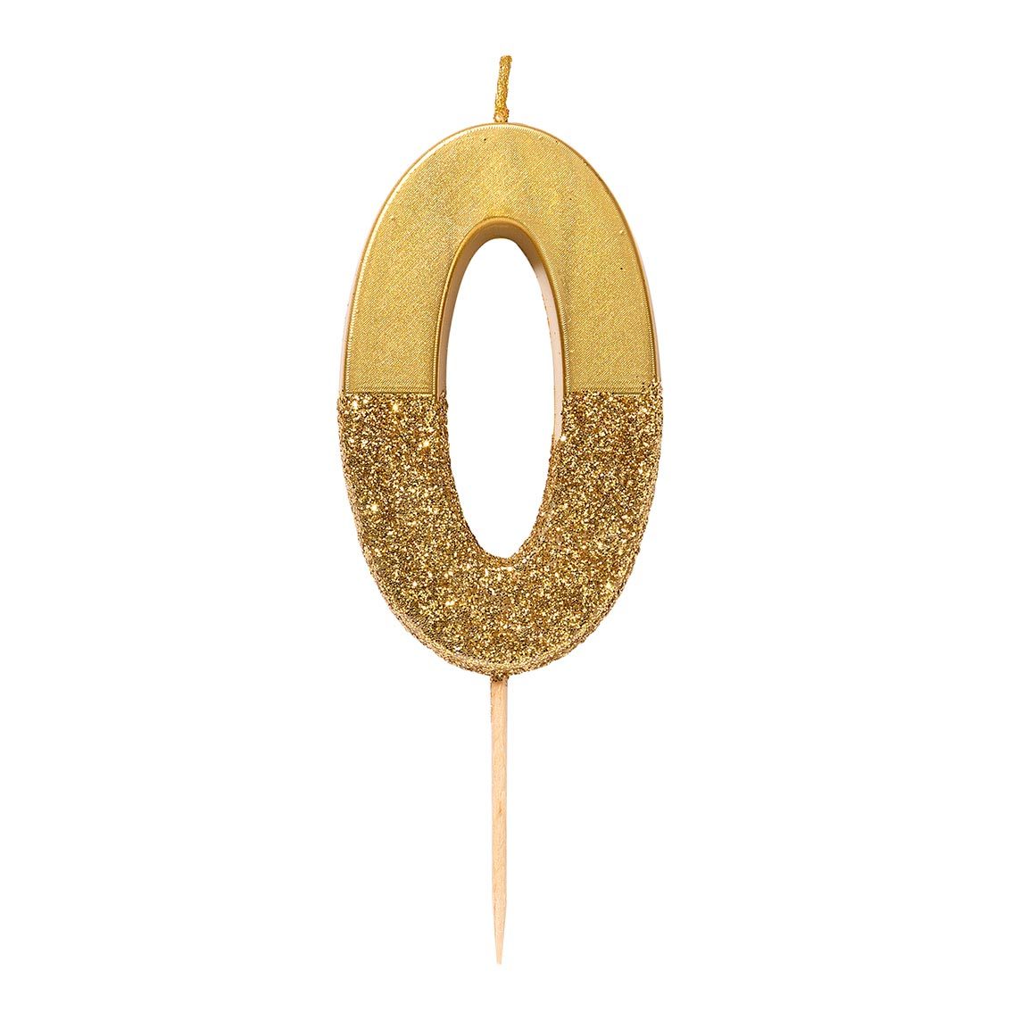 Gold Glitter Birthday Number Candle - 0