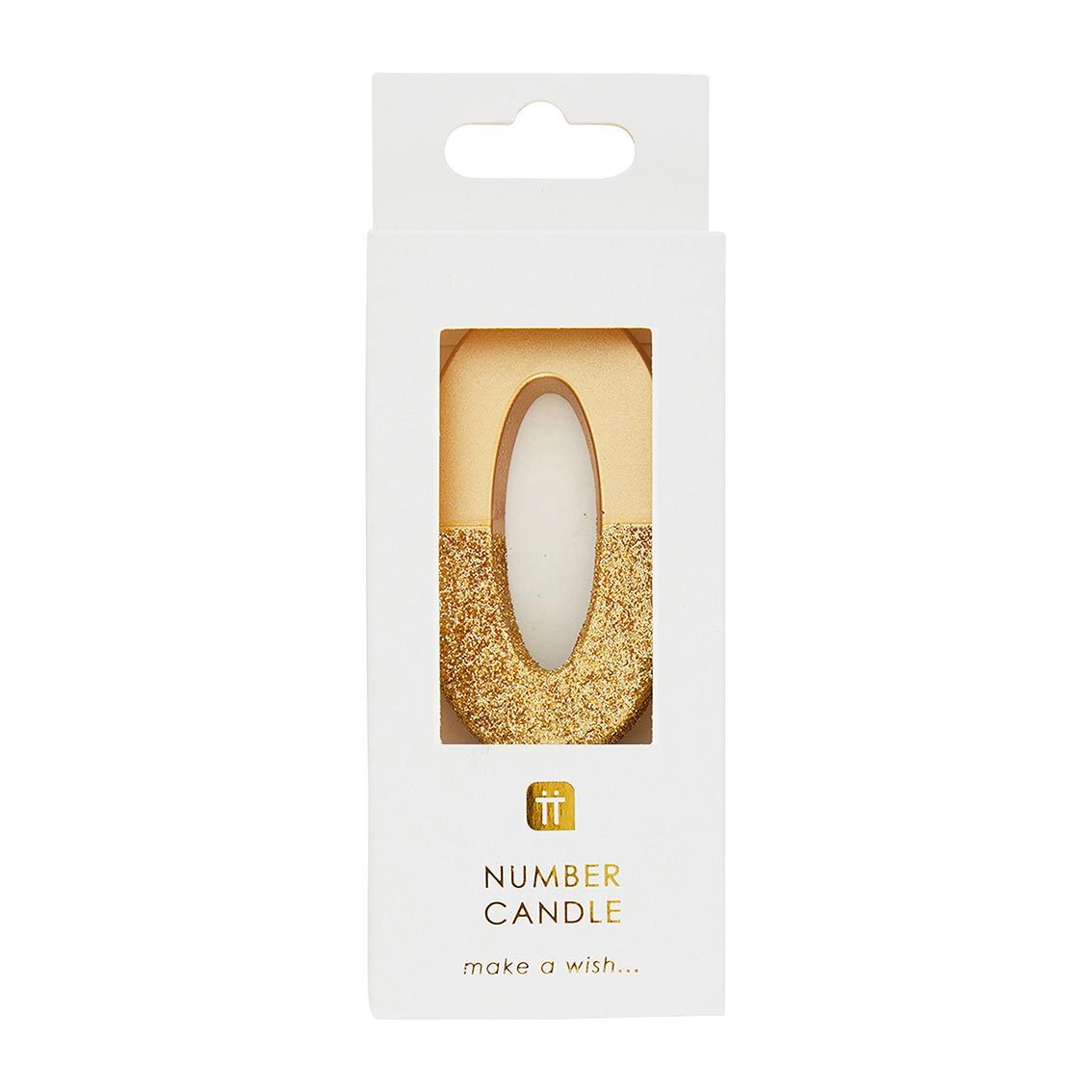 Gold Glitter Birthday Number Candle - 0