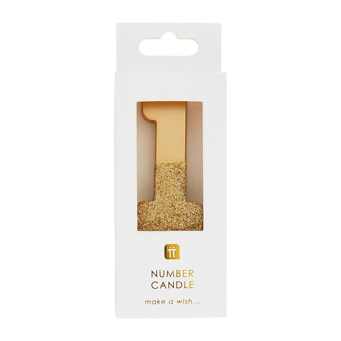 Gold Glitter Birthday Number Candle - 1