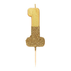 Gold Glitter Birthday Number Candle - 1