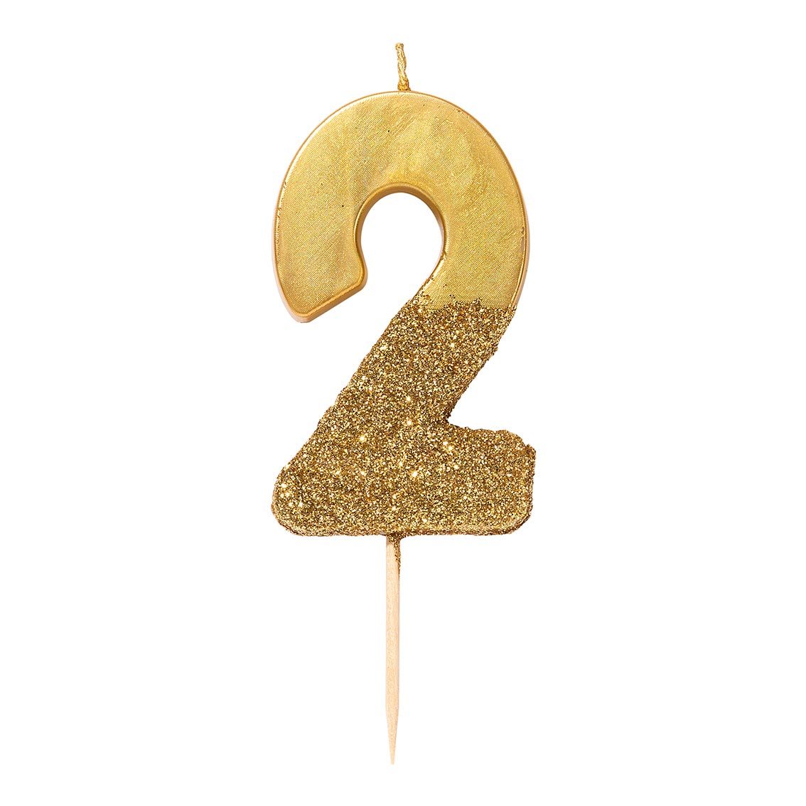 Gold Glitter Birthday Number Candle - 2