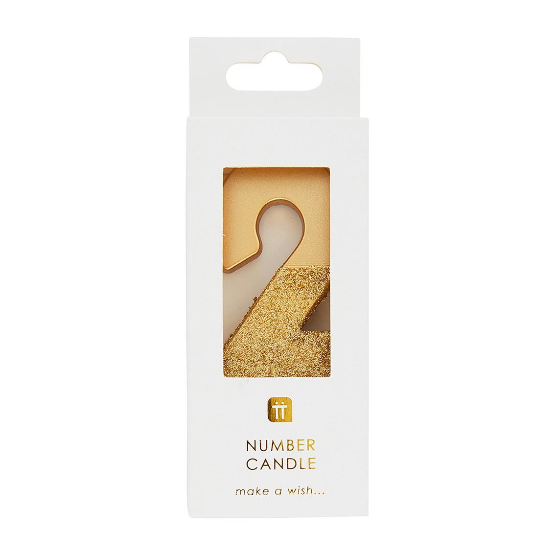 Gold Glitter Birthday Number Candle - 2