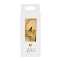 Gold Glitter Birthday Number Candle - 4