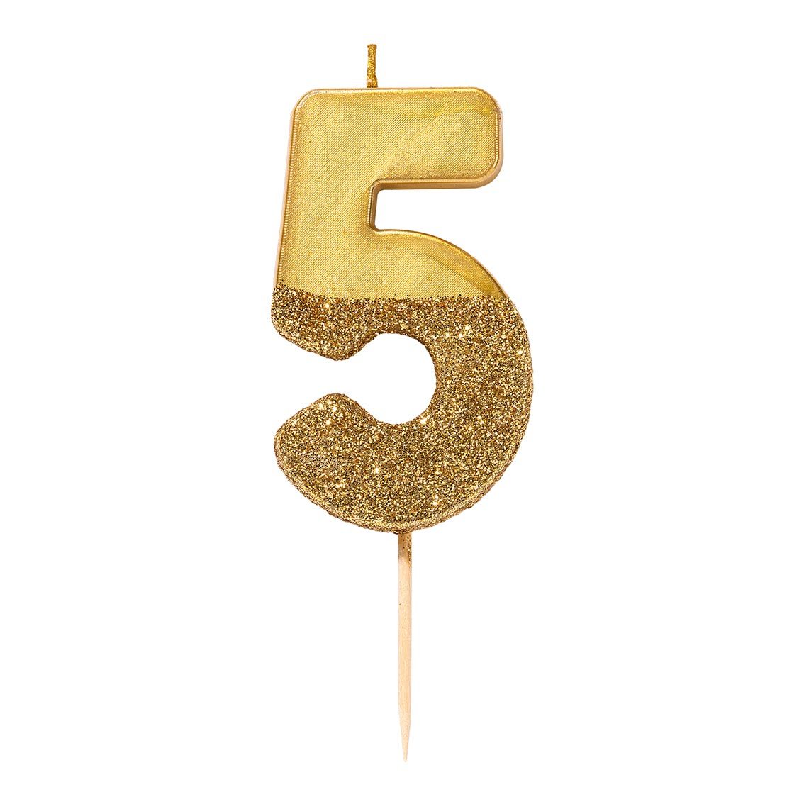 Gold Glitter Birthday Number Candle - 5