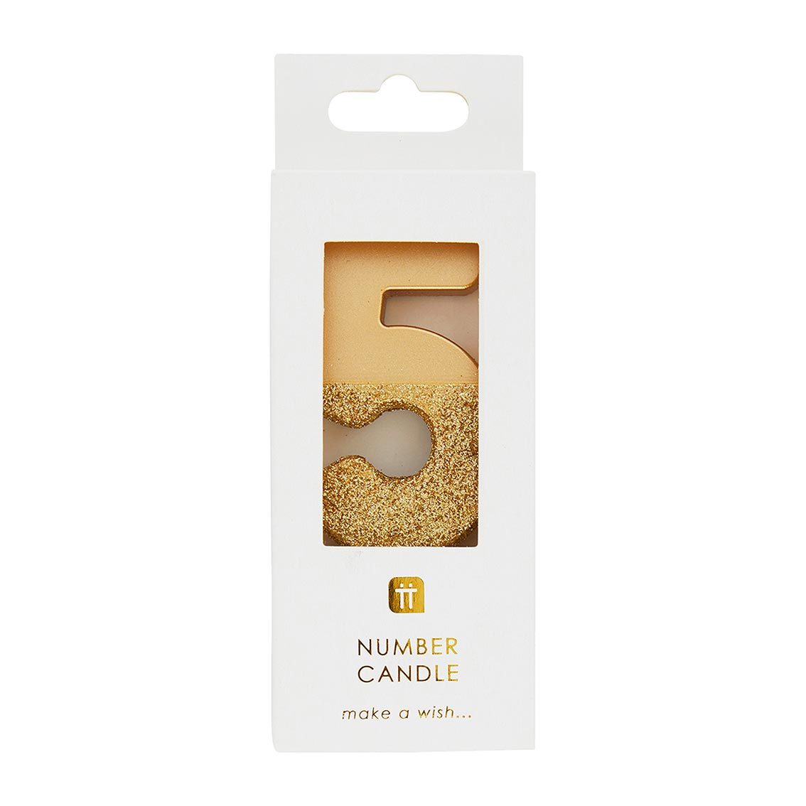 Gold Glitter Birthday Number Candle - 5
