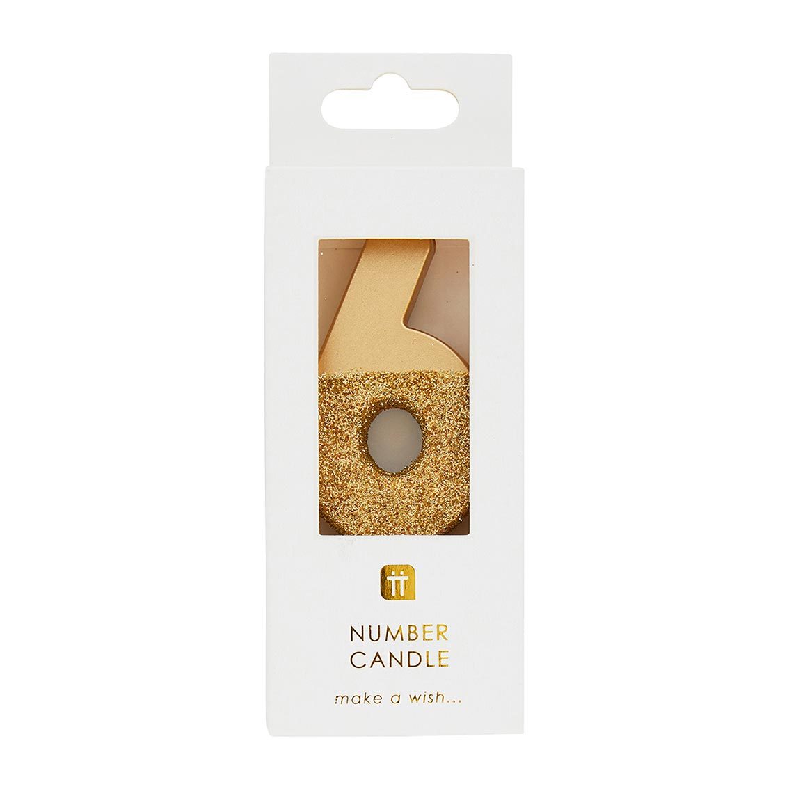 Gold Glitter Birthday Number Candle - 6
