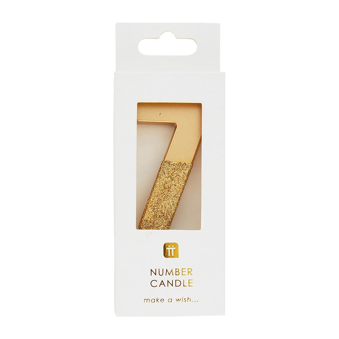Gold Glitter Birthday Number Candle - 7