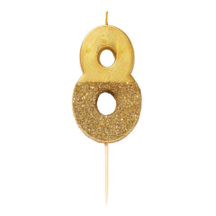 Gold Glitter Birthday Number Candle - 8