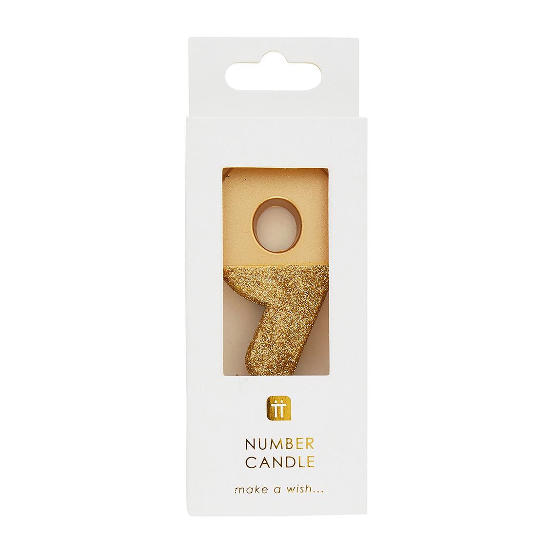 Gold Glitter Birthday Number Candle - 9