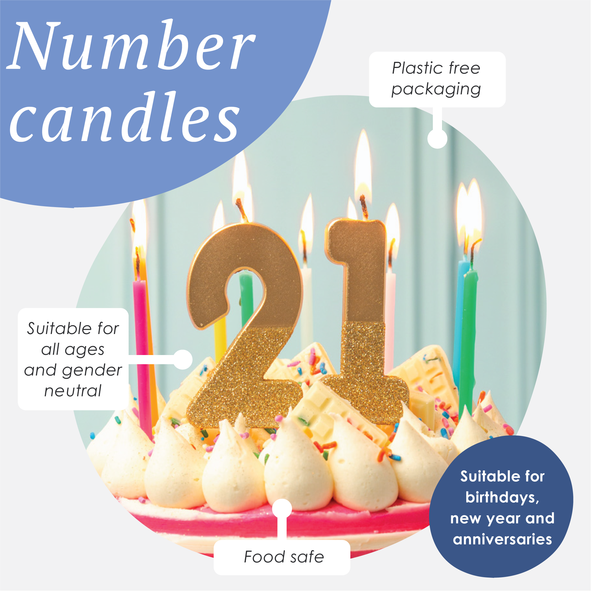 Gold Glitter Birthday Number Candle - 7