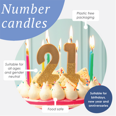 Gold Glitter Birthday Number Candle - 0
