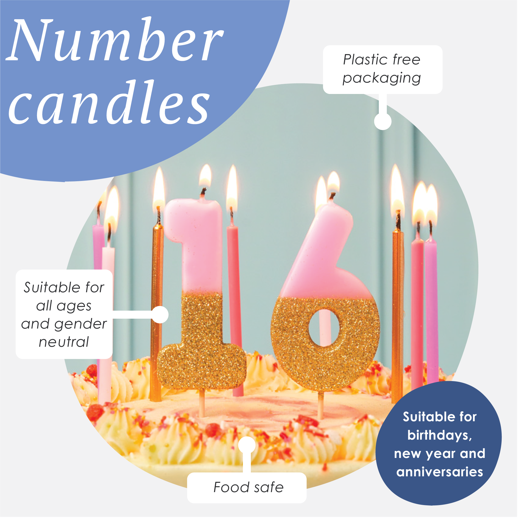 Pink & Gold Glitter Birthday Number Candle - 5