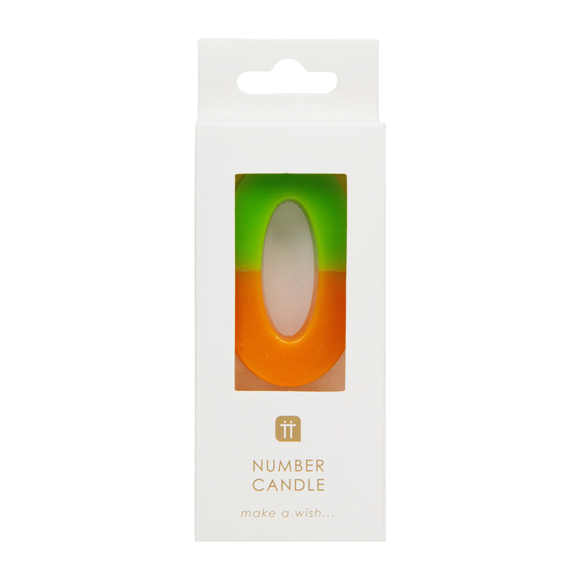 Orange & Green Birthday Number Candle - 0