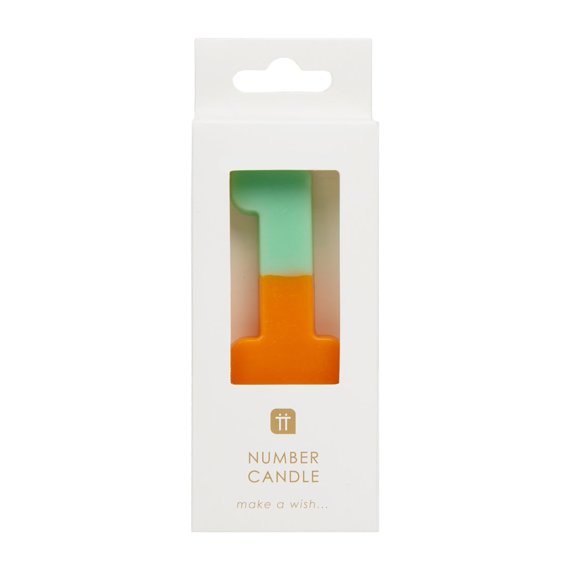 Orange & Mint Green Birthday Number Candle - 1