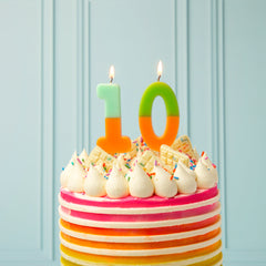Orange & Green Birthday Number Candle - 0