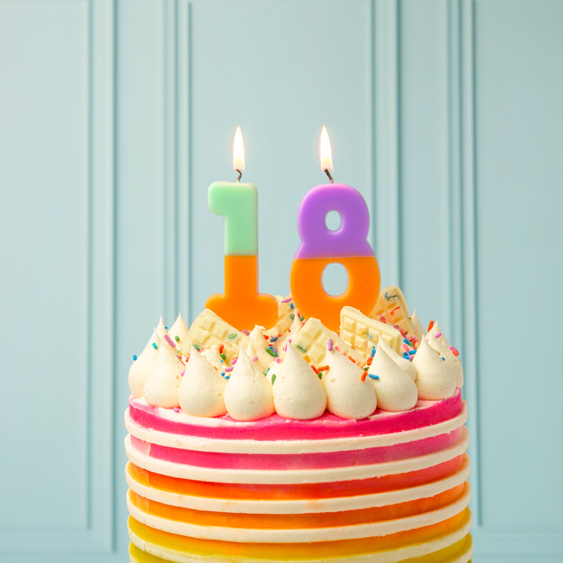 Orange & Mint Green Birthday Number Candle - 1