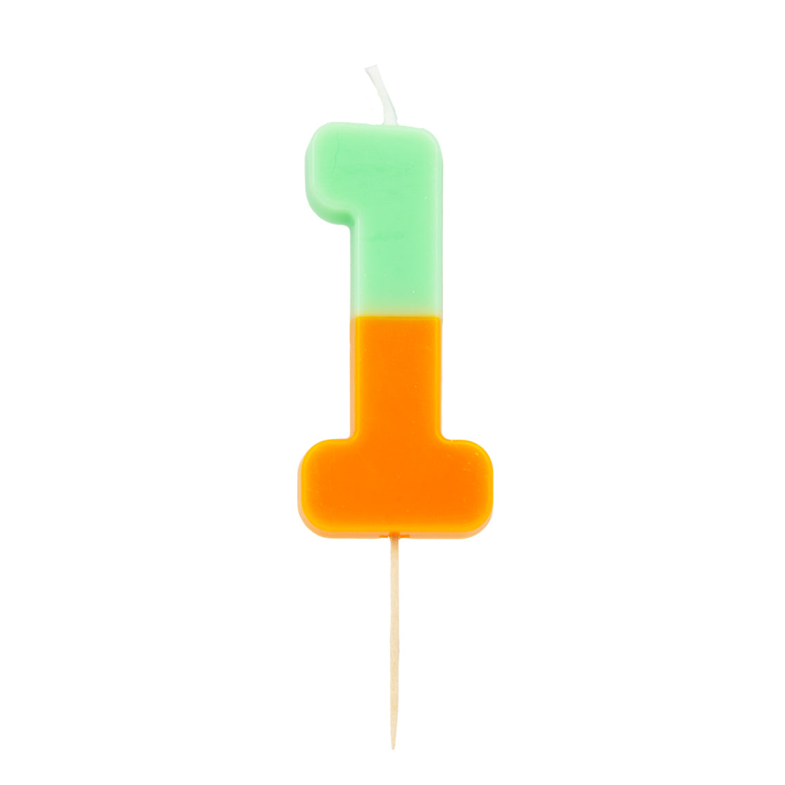 Orange & Mint Green Birthday Number Candle - 1