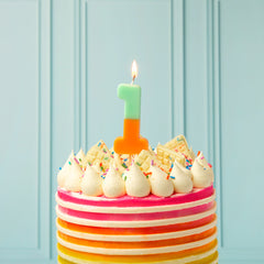 Orange & Mint Green Birthday Number Candle - 1