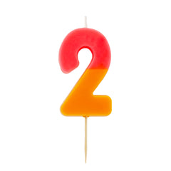 Orange & Pink Birthday Number Candle - 2