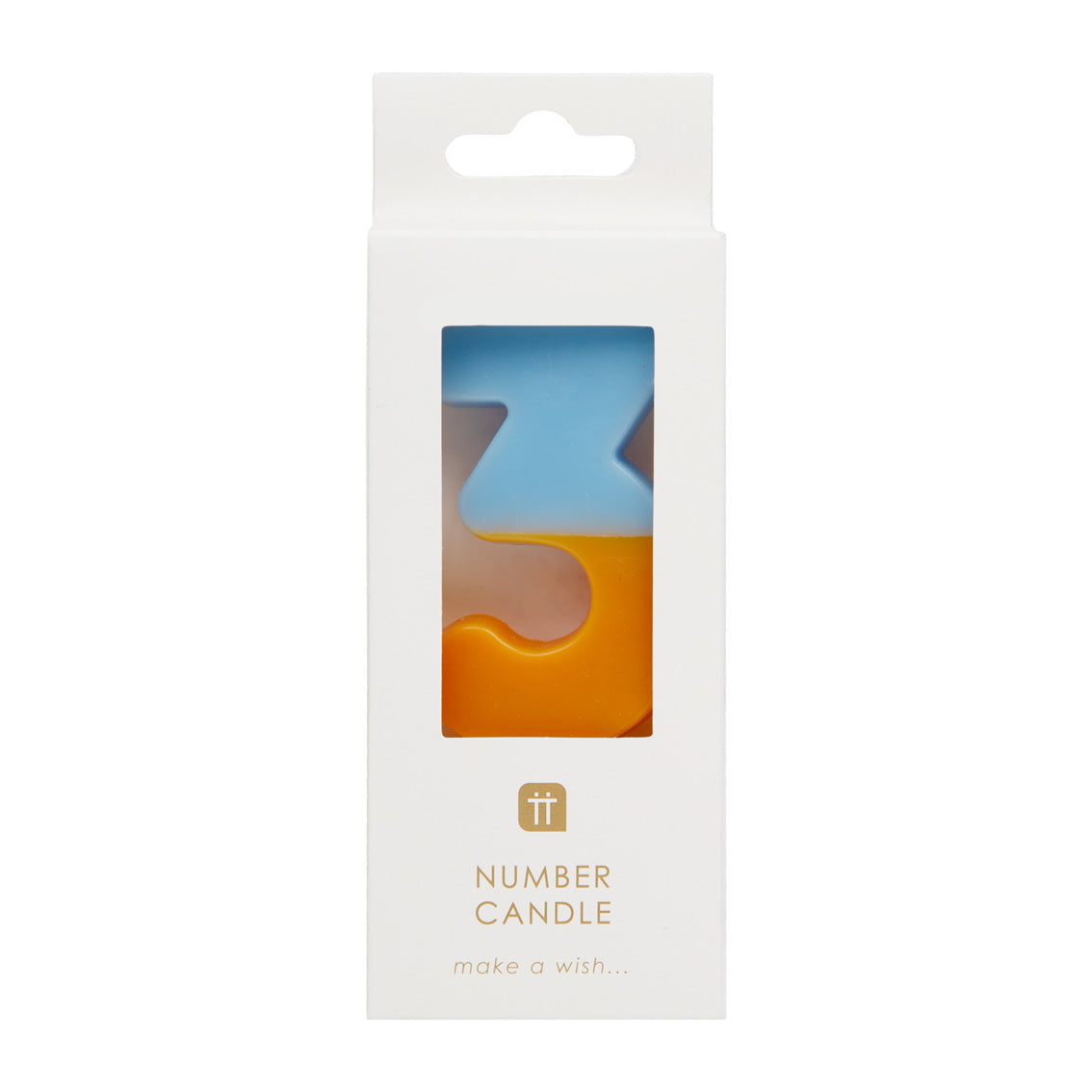 Orange & Light Blue Birthday Number Candle - 3