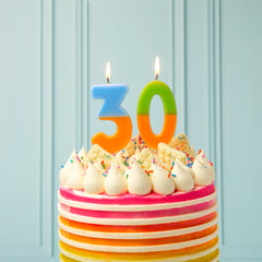 Orange & Light Blue Birthday Number Candle - 3