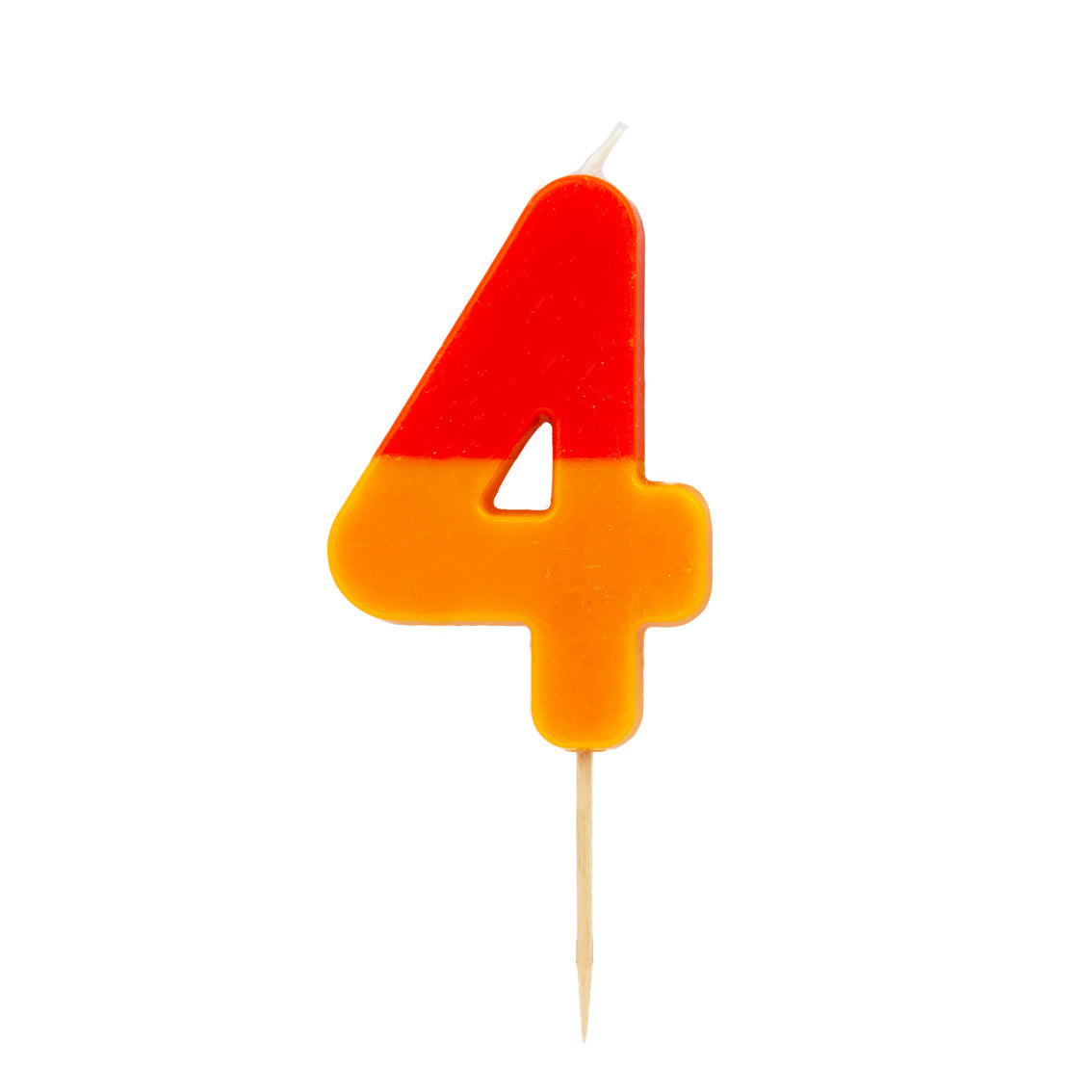 Orange & Red Birthday Number Candle - 4