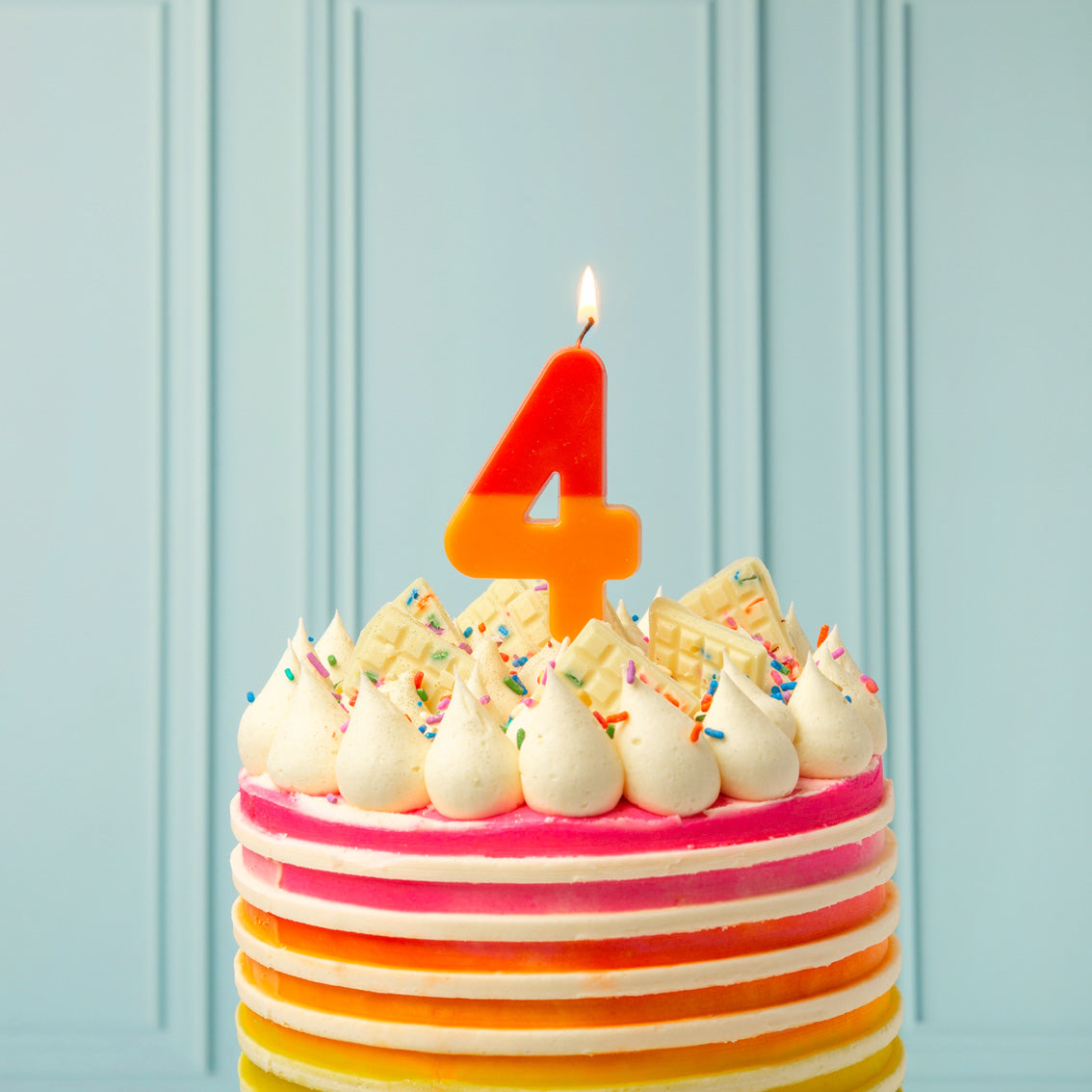 Orange & Red Birthday Number Candle - 4
