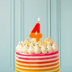 Orange & Red Birthday Number Candle - 4