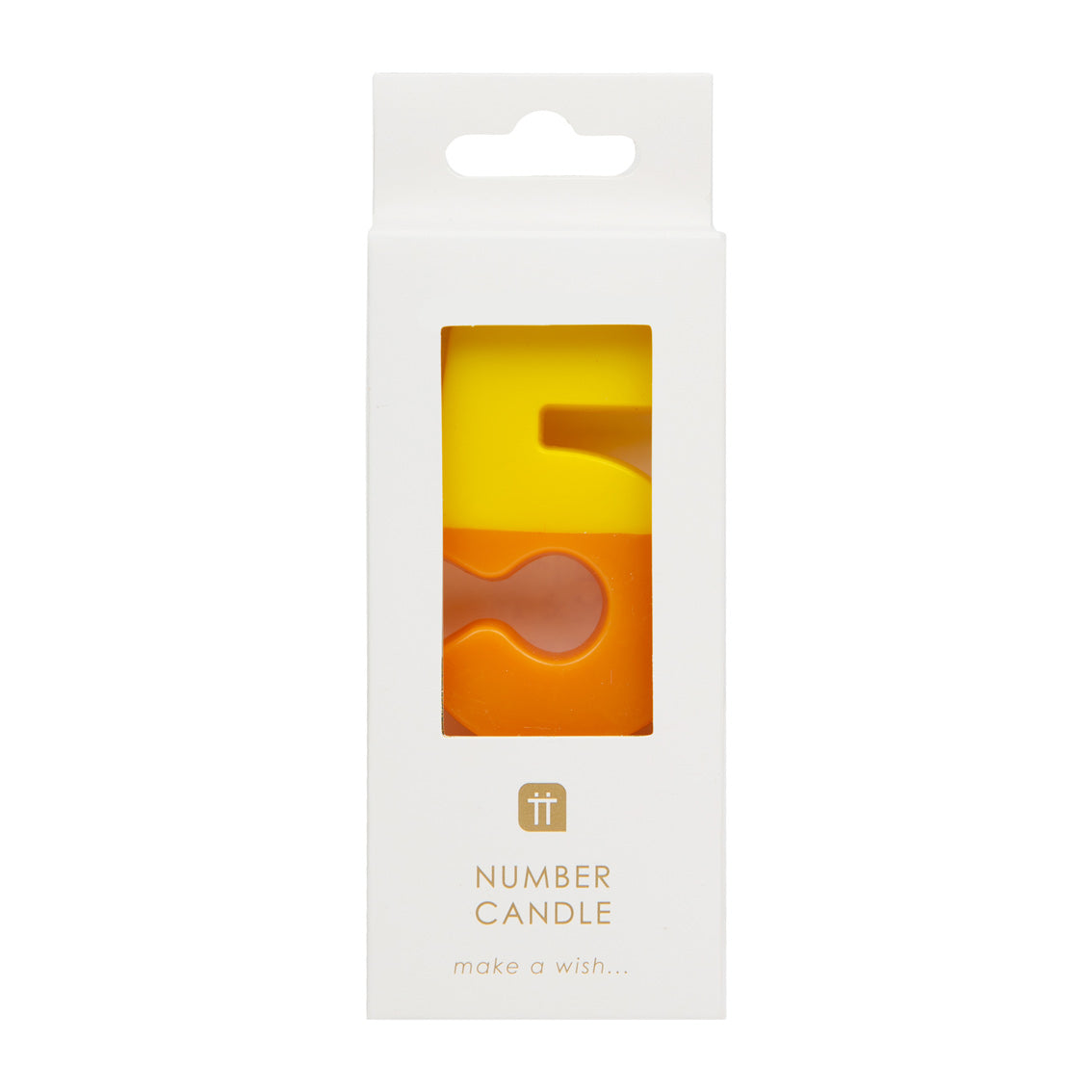 Orange & Yellow Birthday Number Candle - 5