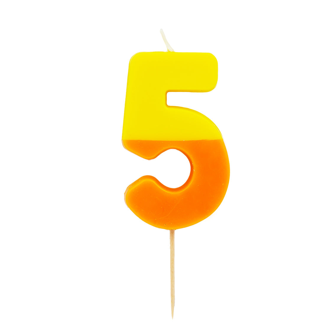 Orange & Yellow Birthday Number Candle - 5