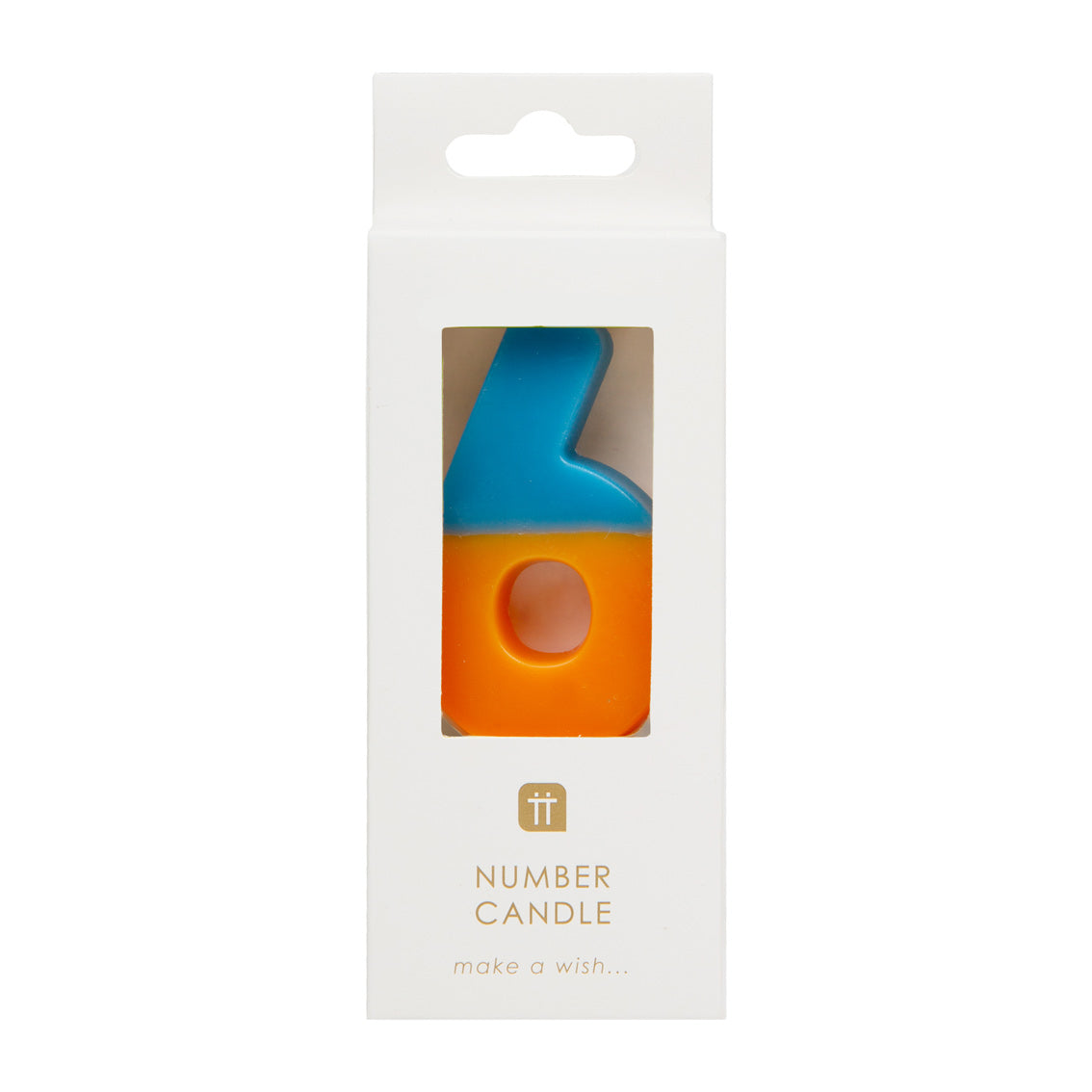 Orange & Dark Blue Birthday Number Candle - 6