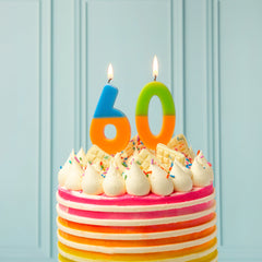 Orange & Dark Blue Birthday Number Candle - 6