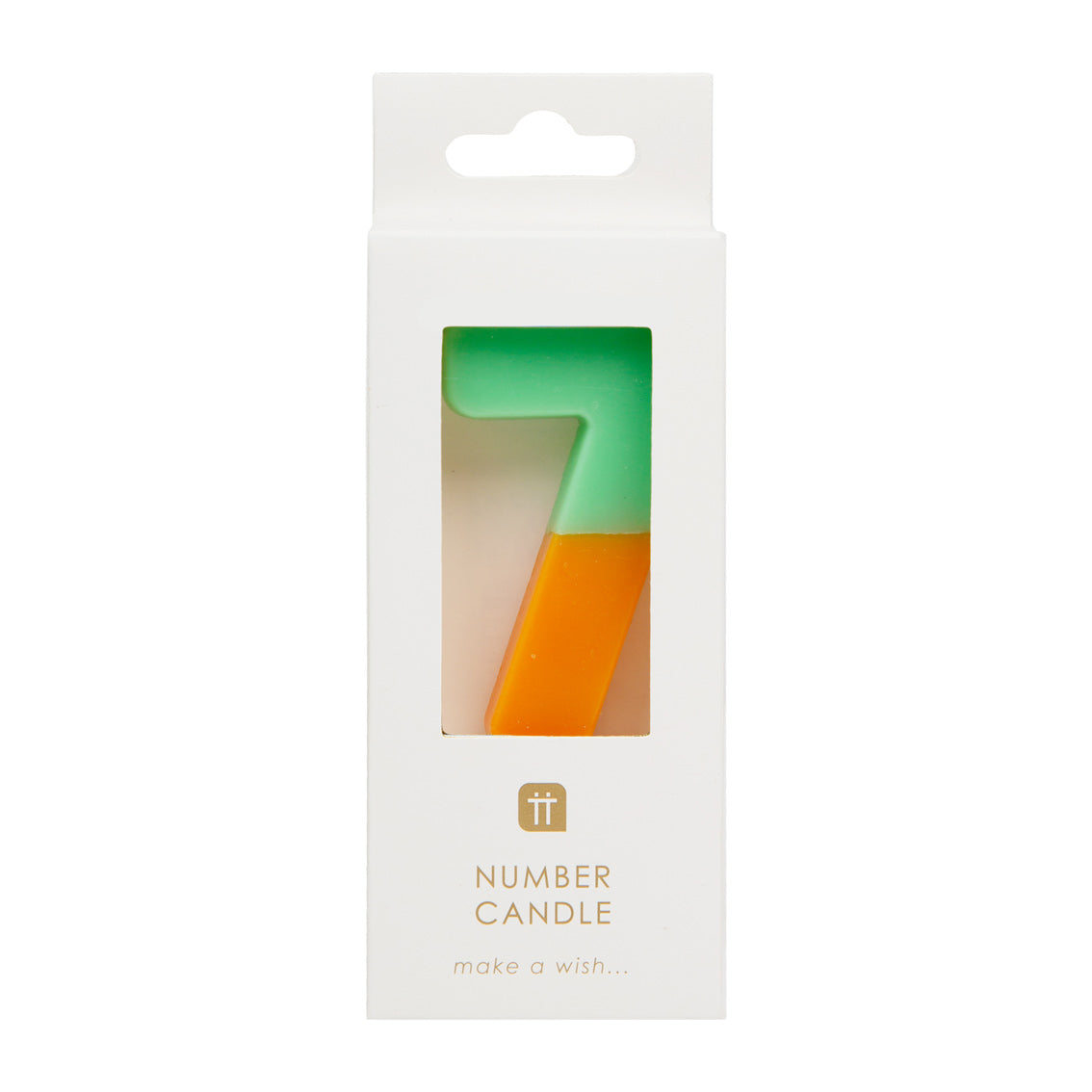 Orange & Sage Green Birthday Number Candle - 7