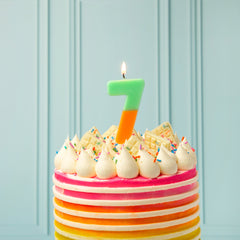 Orange & Sage Green Birthday Number Candle - 7