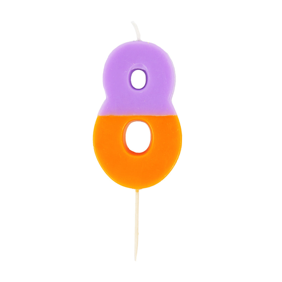 Orange & Purple Birthday Number Candle - 8