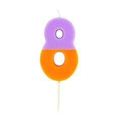 Orange & Purple Birthday Number Candle - 8