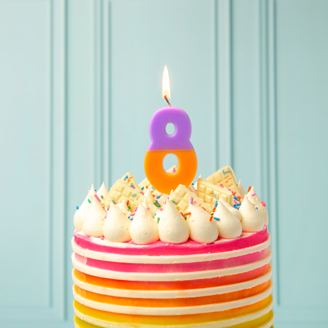 Orange & Purple Birthday Number Candle - 8