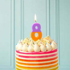 Orange & Purple Birthday Number Candle - 8