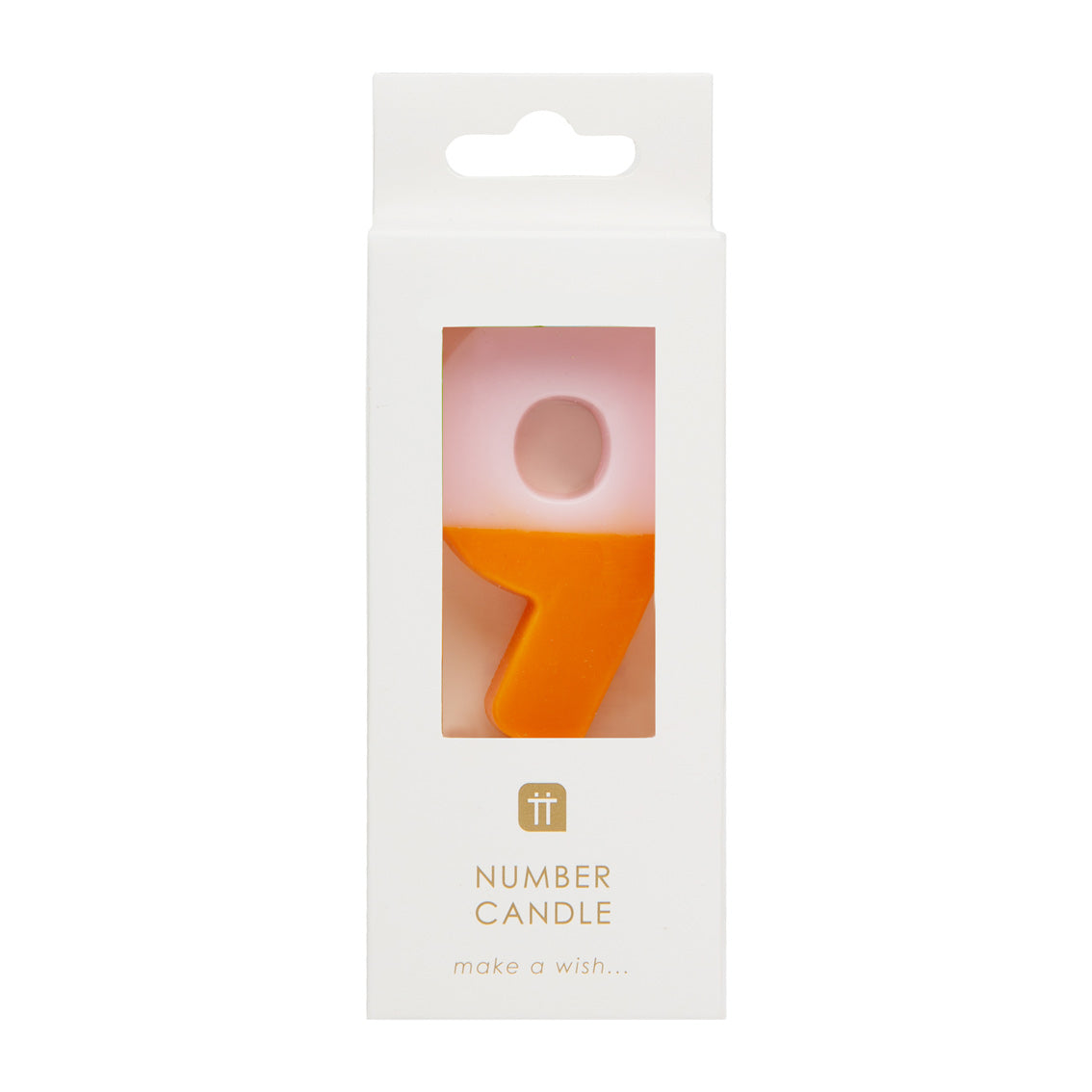 Orange & Light Pink Birthday Number Candle - 9